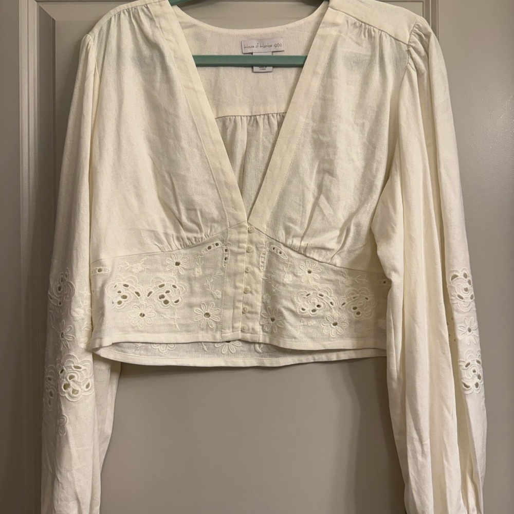 House of Harlow 1960 Cream Embroidered Blouse